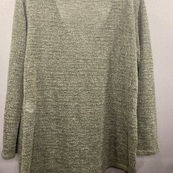 Stansbury Olive Green Loose Sheer Knit Sweater Top - Picture 6 of 7